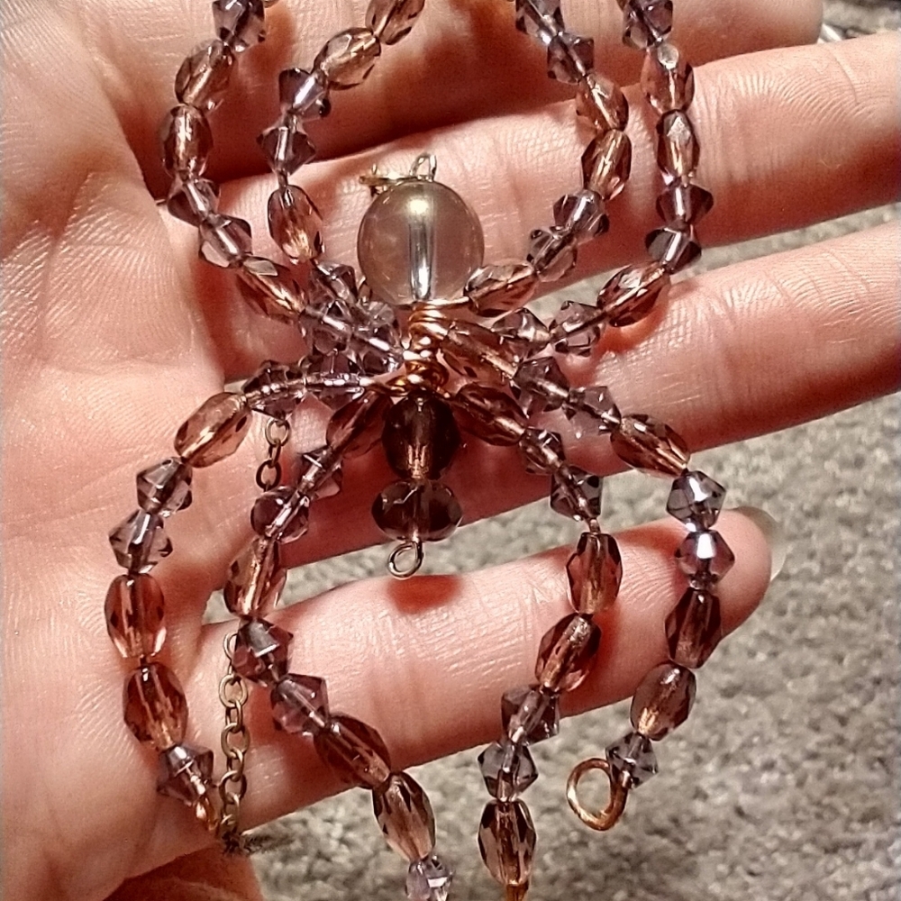 Hand Crafted Purple Beaded Spider Pendant - Picture 9 of 9